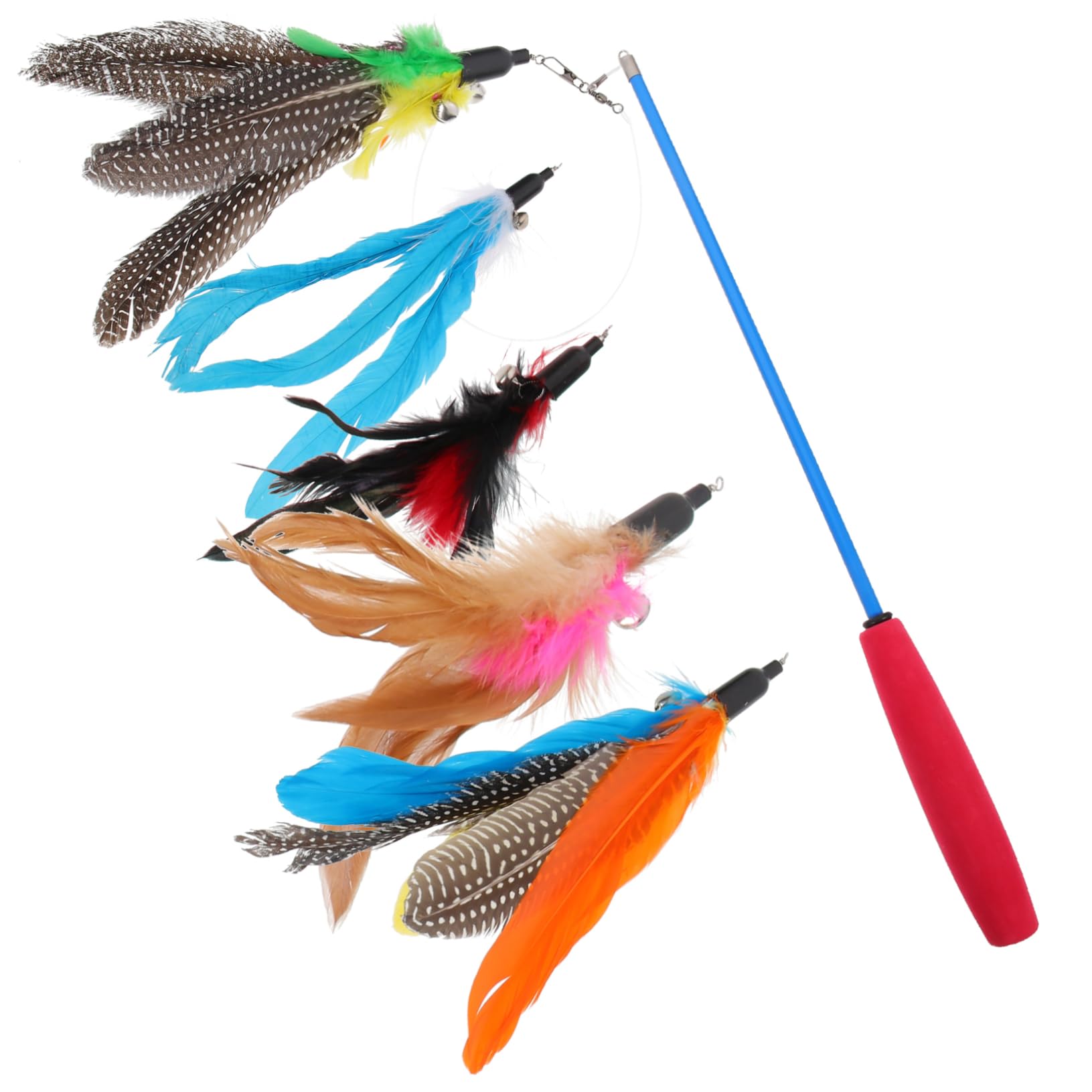 SUPVOX 4ensembles Canne Télescopique pour Chat avec Tête De Teasing De Jouets Interactifs pour Chats Stimule Instinct De Chasse Et Favorise Le Lien avec Votre Animal