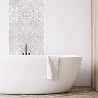 Vista 5 de KASARO - Calcomanías de pared, adhesivo despegable de mosaicos para salpicadero dormitorio baño, madreperla, 12 x 12 pulgadas