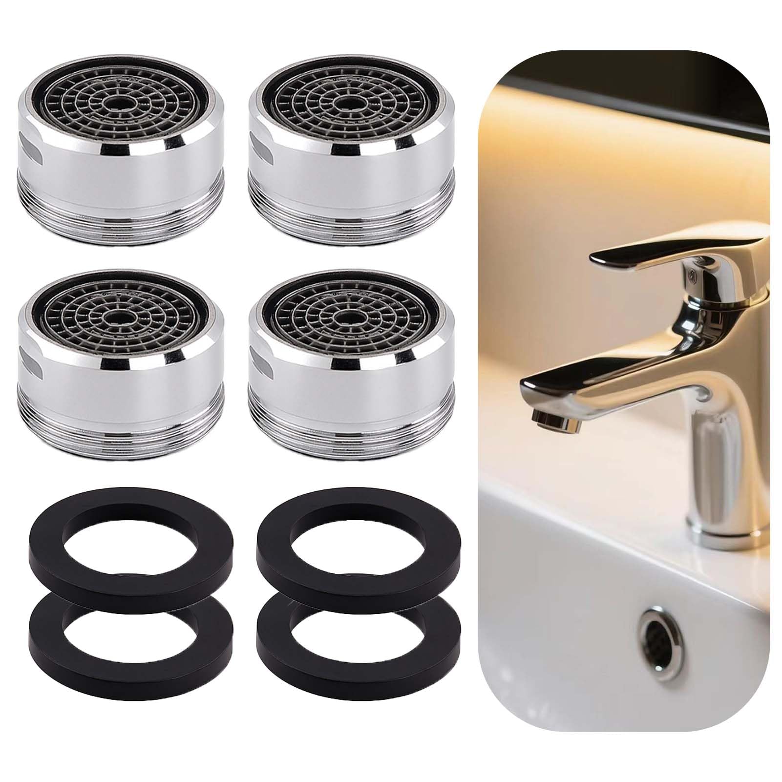 4PCS Économiseur d'Eau pour Robinet M24 avec Débit 5L/min, Mousseur Robinet en Laiton Chromé avec Filtre Anticalcaire Intégré, Embout Universel pour Cuisine et Salle de Bain, Installation Facile
