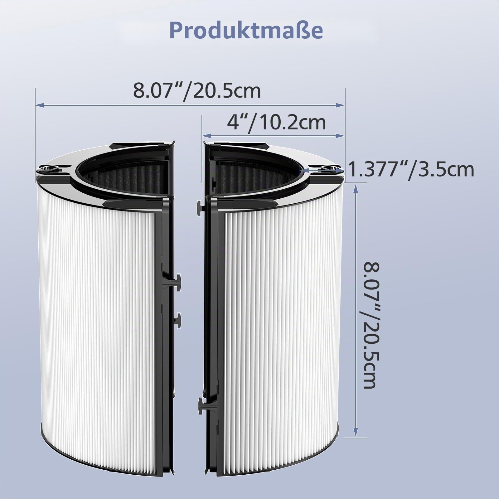 360° Kombi Glas H13 Hepa + Aktivkohlefilter Kompatibel mit Dyson HP1 PC1 HP10 TP07 TP10 TP06 HP06 TP04 HP04 PH01 PH02 PH03 PH04 HP09 TP09 HP07 Luftreiniger, 2-in-1 Ersatzfilter, 2er-Pack