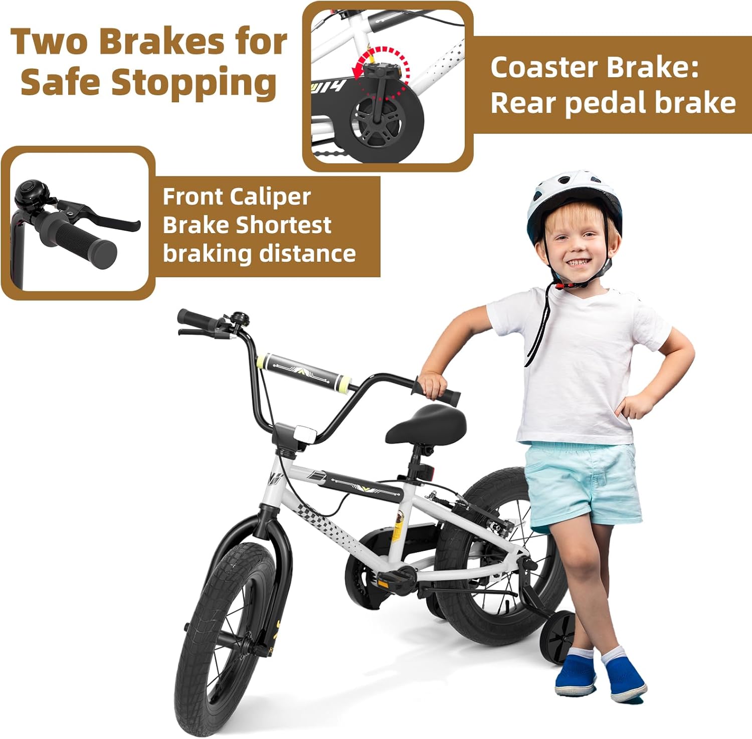 67i BMX Toddler Bike with Training Wheels 12/14/16 Inch Kids Bicycle Boys Girls Age 3-8 Durable Steel Frame Adjustable Seat Coaster Brake Bicicleta para Niños