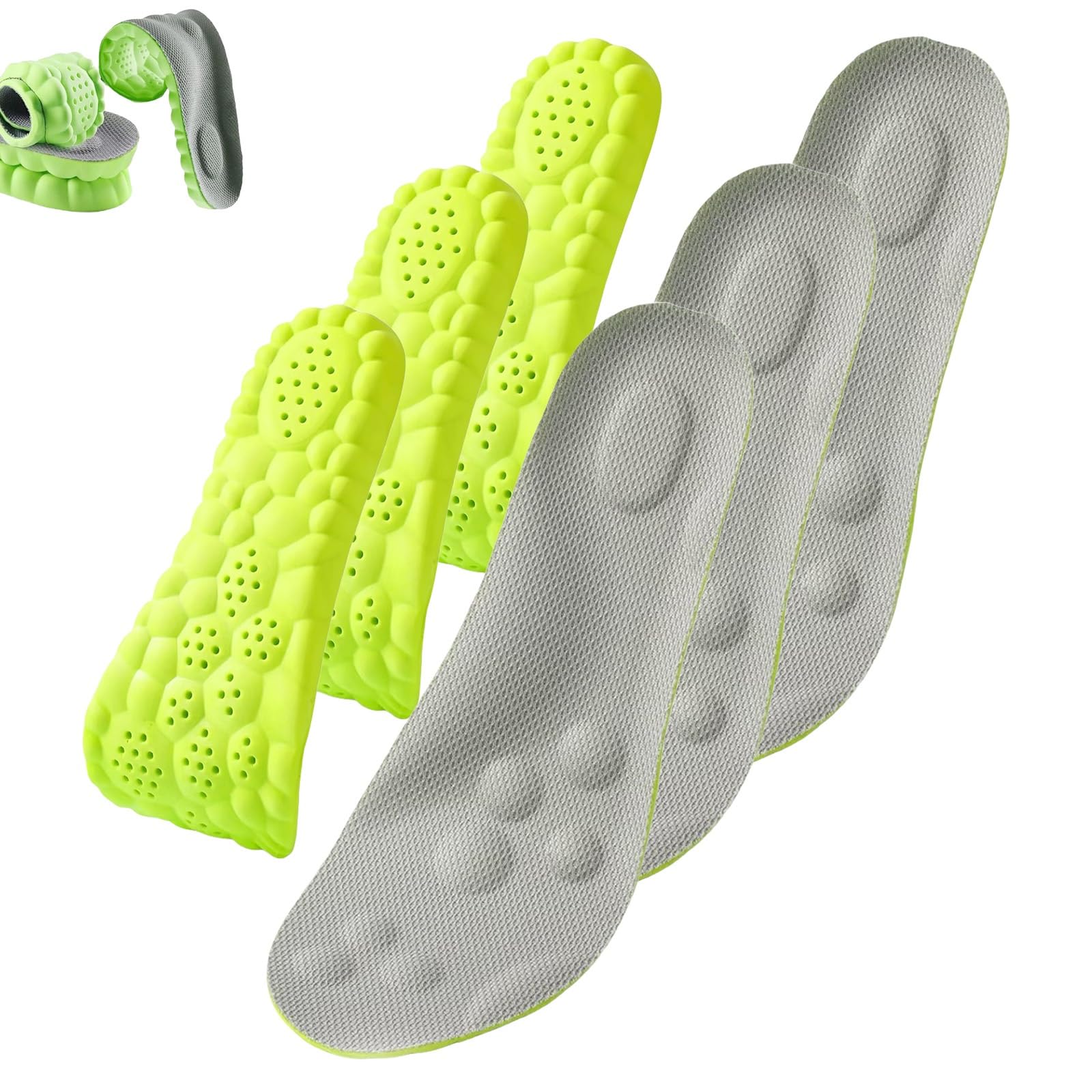 Hopasrisee 3 Pair Bwoost Padel Insoles, 4D-Memory Foam Plantar Fasciitis Insole With Arch Support, Lightweight And Breathable, Relieves Foot Fatigue(,41-42)