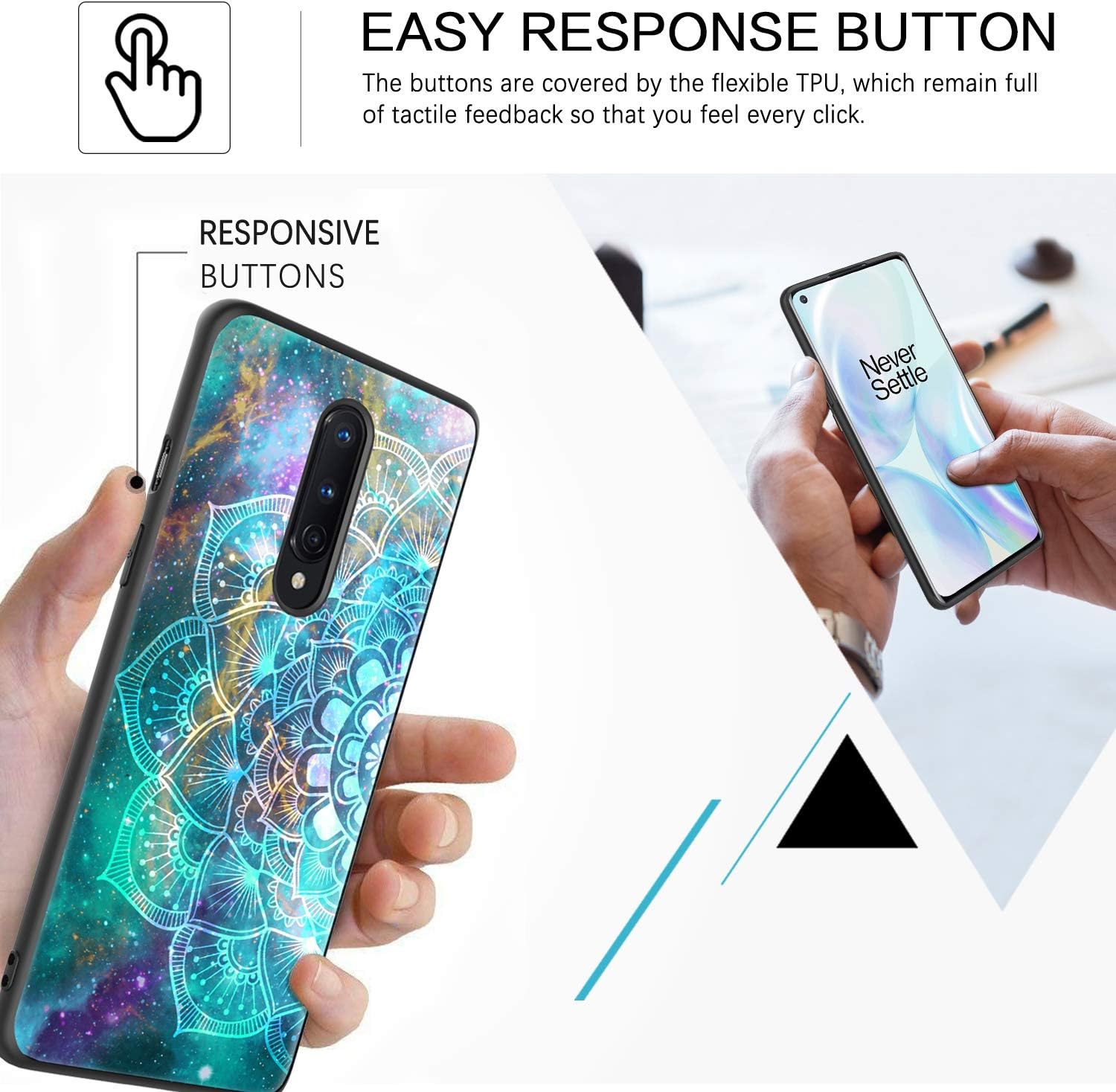 BENTOBEN for Oneplus 8 Case [NOT Compatible with Verizon UW Version], Slim Fit Glow in The Dark Hybrid Hard PC Soft TPU Bumper Protective Phone Cases Cover for Oneplus 8 (2020), Mandala in Galaxy