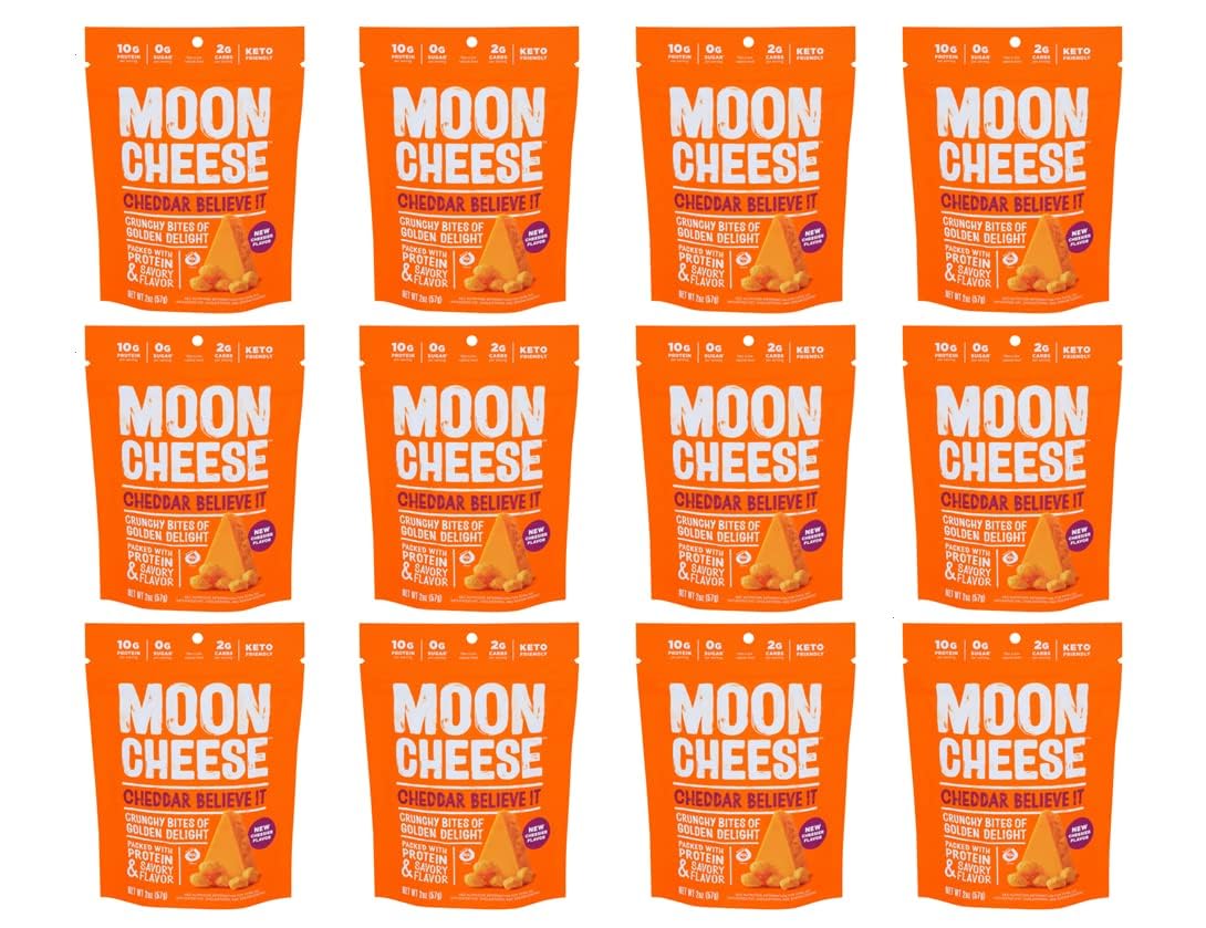MOON CHEESE, SNACK, MEDIUM CHEDDAR - Pack of 12