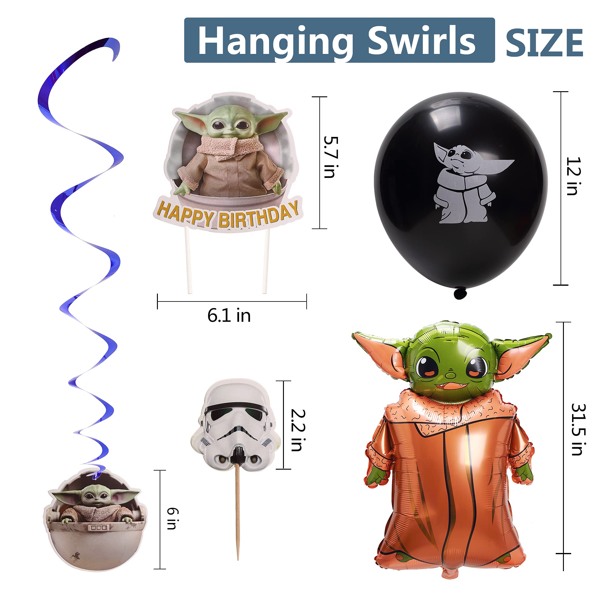 Birthday Decorations, Birthday Party Supplies with Foil Baby Yoda