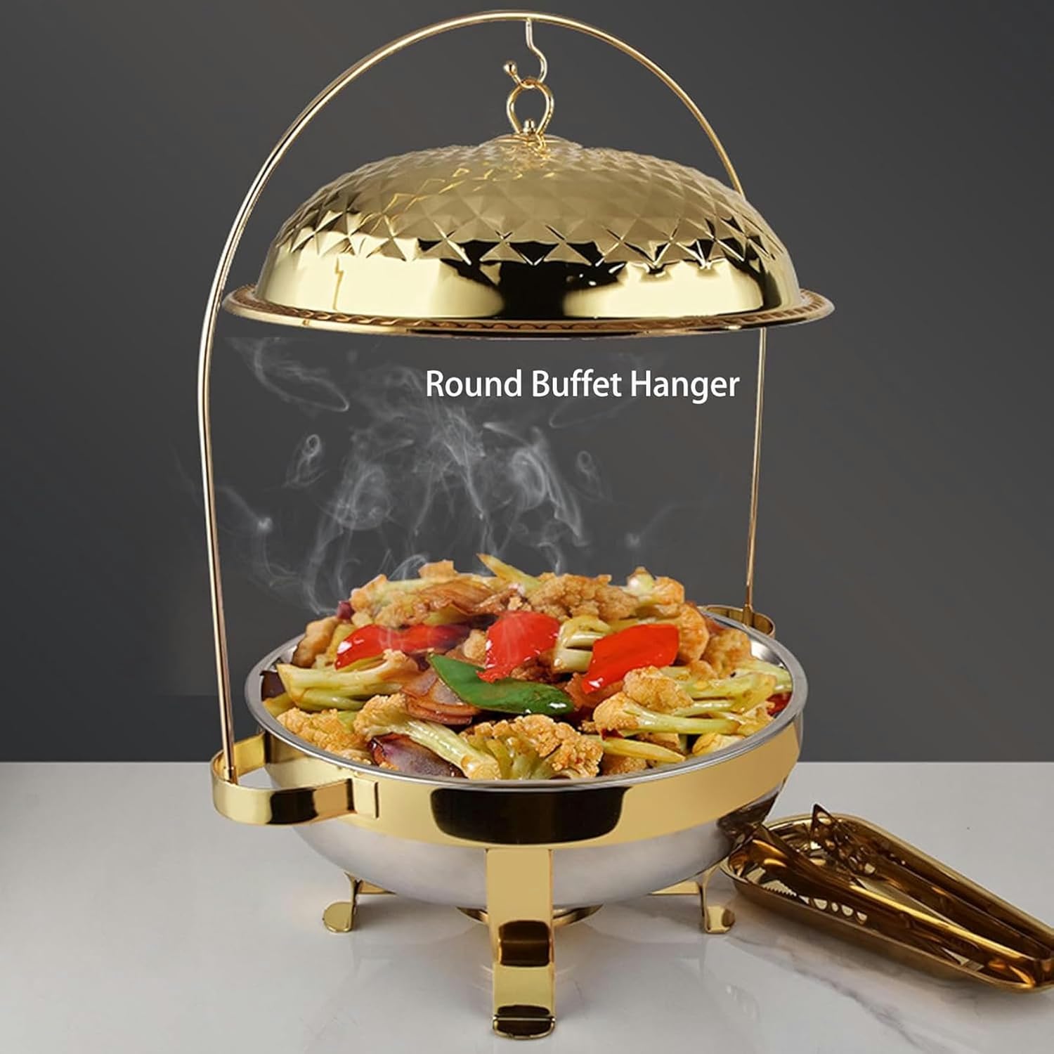 Stainless Steel Buffet Pans Game - Utensils Game for Heating Buffet -Type Foods with Pendant Lid, Heating Server Heating Stainless Steel, Table and