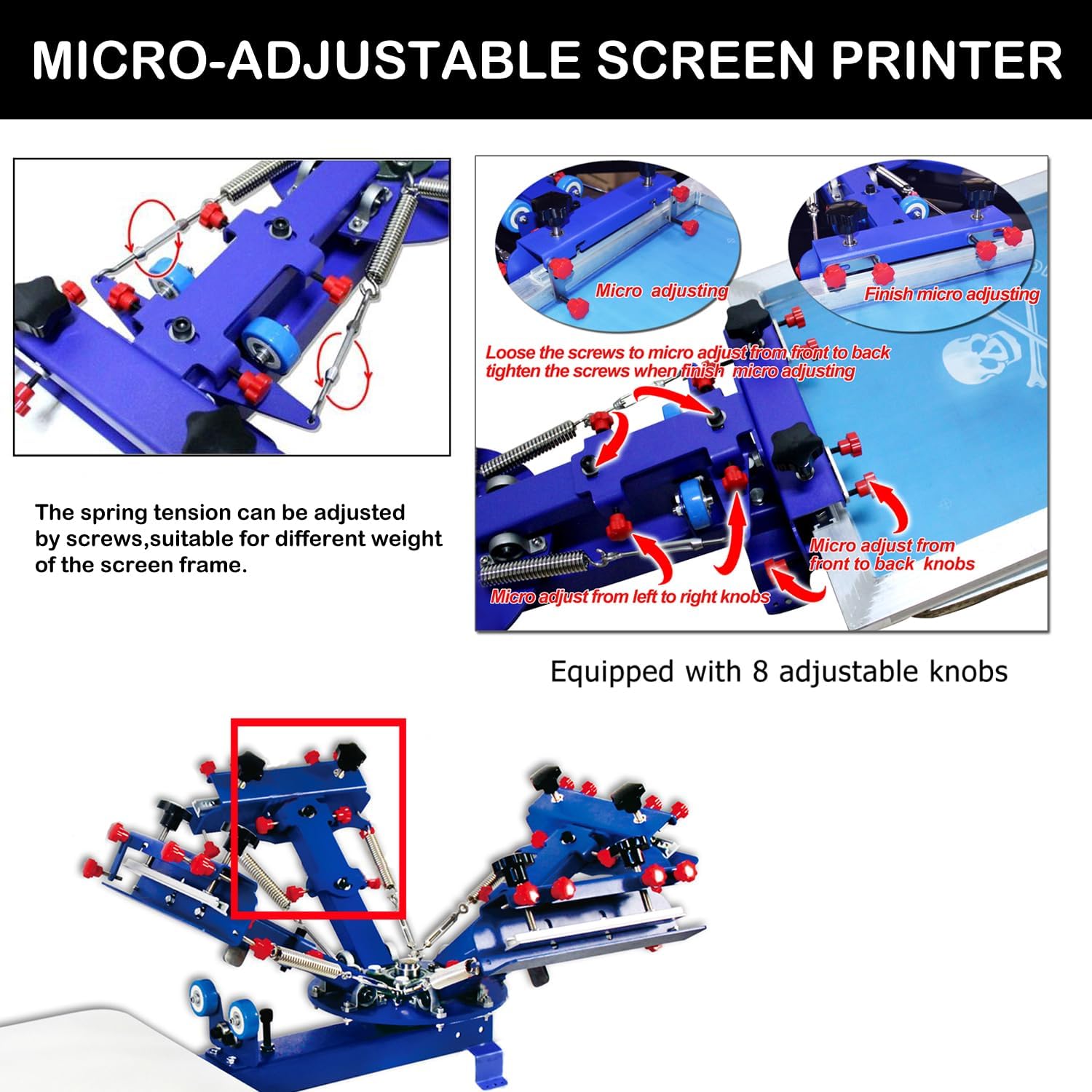 HayWHNKN 4 Color 1 Station Screen Printing Kit Micro-Adjustable Screen Printer Machine UV Exposure Unit for T-Shirt Screen Printing