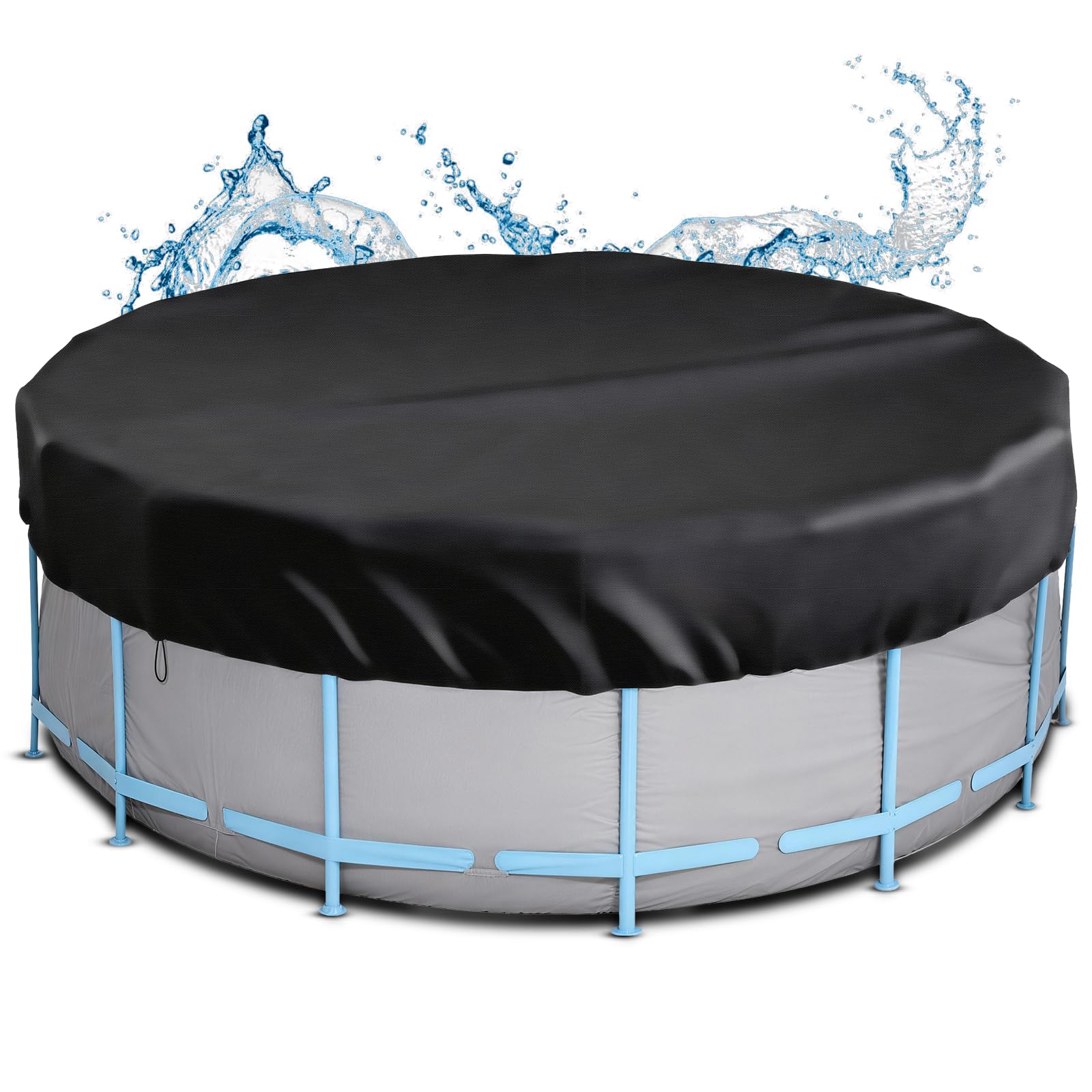 AOOWU Round Pool Cover, 12 Ft Swimming Pool Cover for Round Pools, Round Hot Tub Cover, Solar Covers for Above Ground Pools, Pool Cover Protector with Drawstring Design, Waterproof, Dustproof