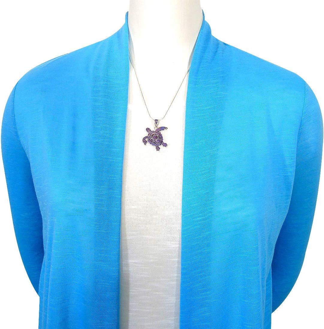 Turquoise Network Turtle Pendant Necklace in Sterling Silver 925 & Genuine Gemstones - Image 3