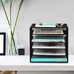 EASEPRES 6 Slot Wire Desk Fichier Organisateur Plateau, Mesh Remplissage de papier Lettre Plateau de bureau en métal Sorter de papier Littérature Organisateur Rack pour Home Office School, Noir