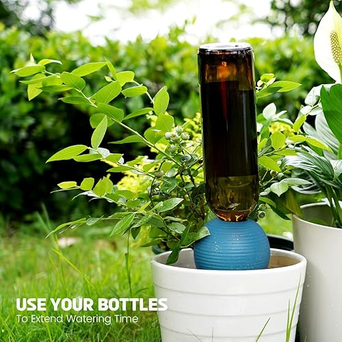 Miniatura 7 de Juego de 4 globos de riego automático de terracota de 14 onzas para plantas en maceta, bombillas de riego con tapones de corcho, picos de riego