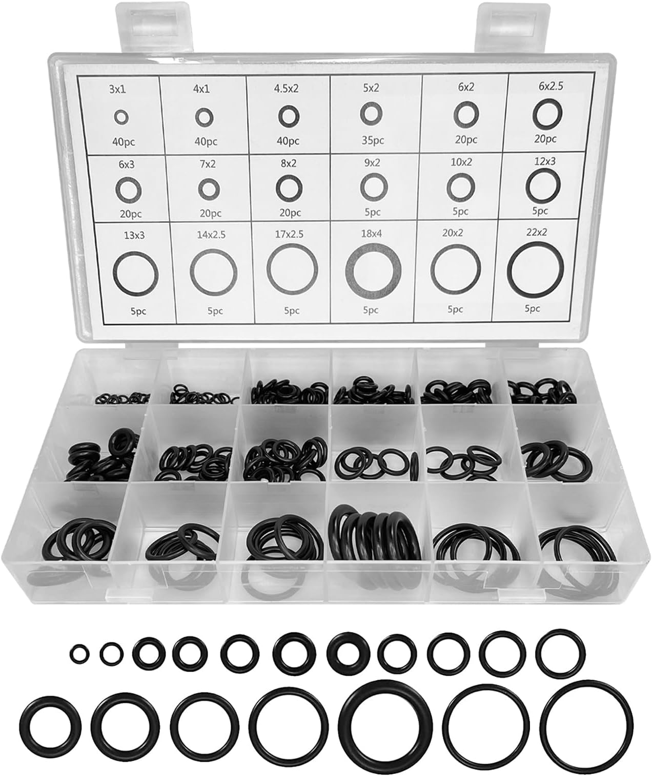 Litorange Silicone 580PCS 45A Universal Black O-Ring Sealing Gasket Washer Seal Assortment Set (Better Than Rubber) For Plumbing,Automotive,General Repair 15 Size With Case - View #11