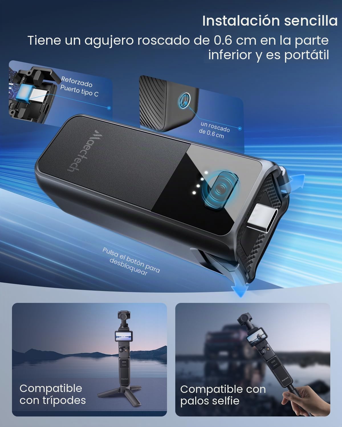 Mango de batería de carga rápida para Osmo Pocket 3 accesorios para bolsillo 3 empuñaduras de batería con celdas de batería originales de fábrica