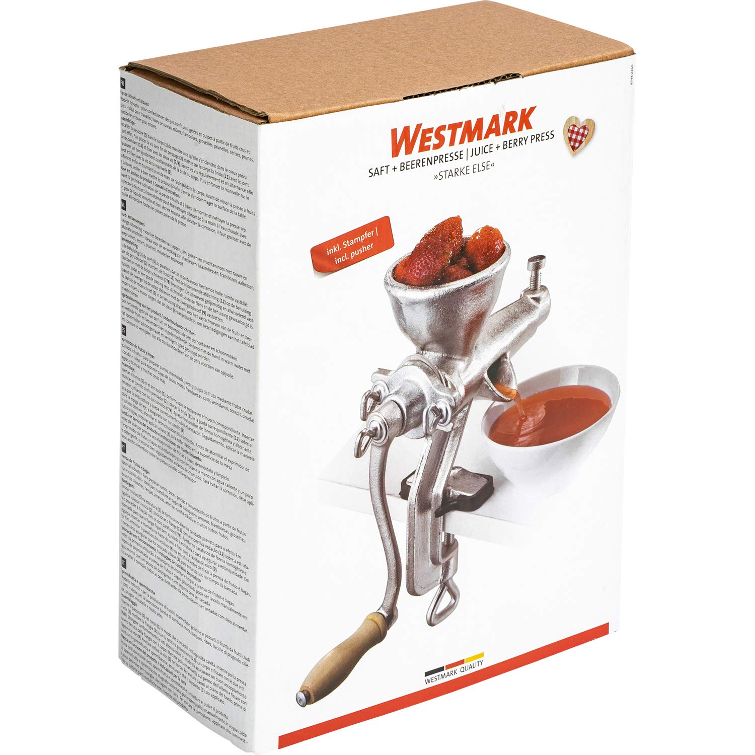 Westmark Presse à jus et à Fraises, avec Serre-joint à vis pour Montage sur Table, en Acier, Starke Else, Argenté, 97482260