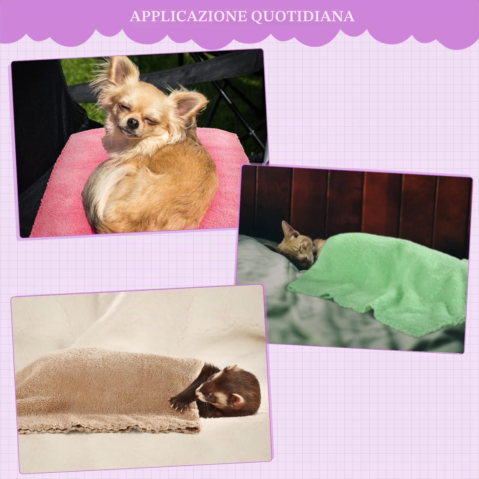 10 Coperte Materassini per Aniamli Piccoli Coperta Morbido per Porcellini d'India Fodere Gabbia in Pile per Animali Domestici Coperte Lettini per Cuccioli Criceti (Colori Misti, 35 x 75 cm)