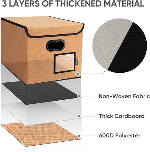Miniatura 183 de BALEINE - Caja organizadora de archivos con tapa, organizador de carpetas plegable con riel de plástico, caja para carpetas colgantes para Gris
