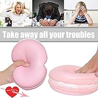 Vista 4 de Gaint Macaron Slow Rising Squishie, regalo de cumpleaños jumbo para niños, juguetes Kawaii para aliviar el estrés (rosa)