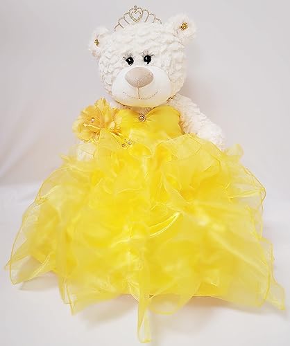 KINNEX COLLECTIONS SINCE 1997 Oso de peluche de quinceañera de 20 pulgadas con vestido pieza de centro  ARC16831-11R amarillo