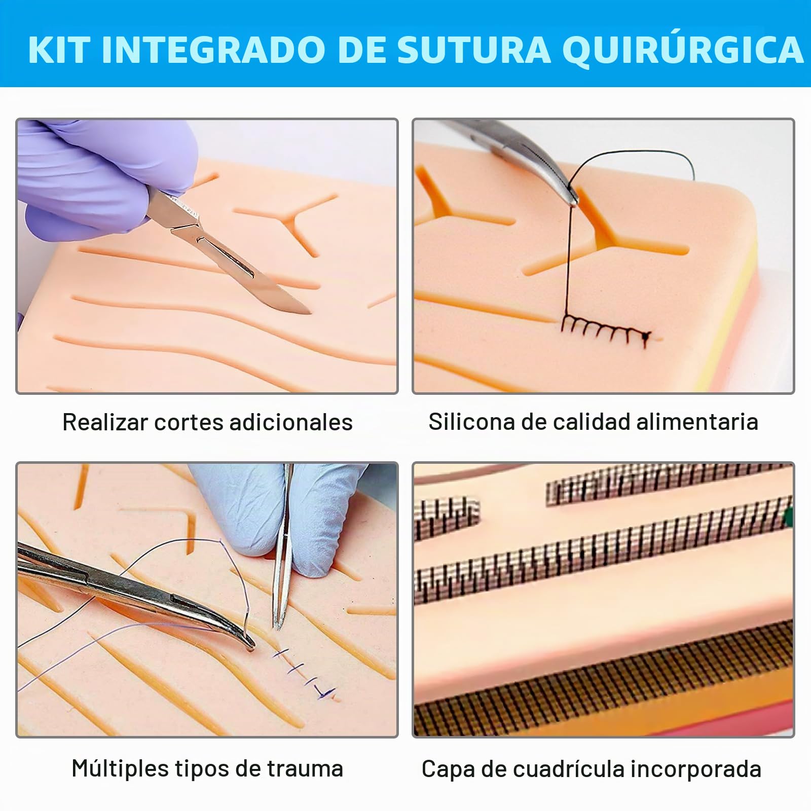 Kit de Práctica de Suturas: Set Completo de Entrenamiento para Perfeccionamiento de Técnicas de Sutura y el Desarrollo