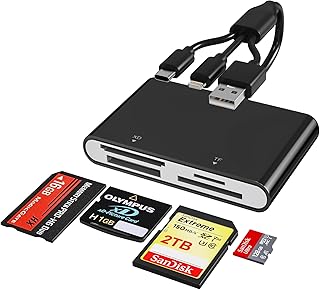 Czytnik kart pamięci Memory Stick Pro Duo 4 w 1 z potrójnym Lightning/USB-C/USB-A do kart SD/Micro SD/MS/xD, Sony Cybershot Memory Stick Pro Duo Adapter do iPhone Android PC