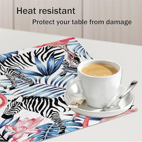 Miniatura 5 de Cute Zebra Texture Placemats Set of 4 Table Mats Washable Placemat Waterproof Place Mats for Party Home Dining Table Decor 18x12 in