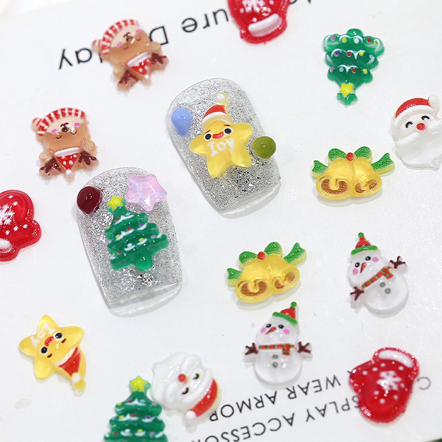 BoAn 200Pcs Mini Resin Christmas Decorations, Fairy Garden Accessories Decorations, Hide Christmas Miniature Figures in The Dark Small Plastic, for Fairy Garden Micro Landscaping Dollhouse Home