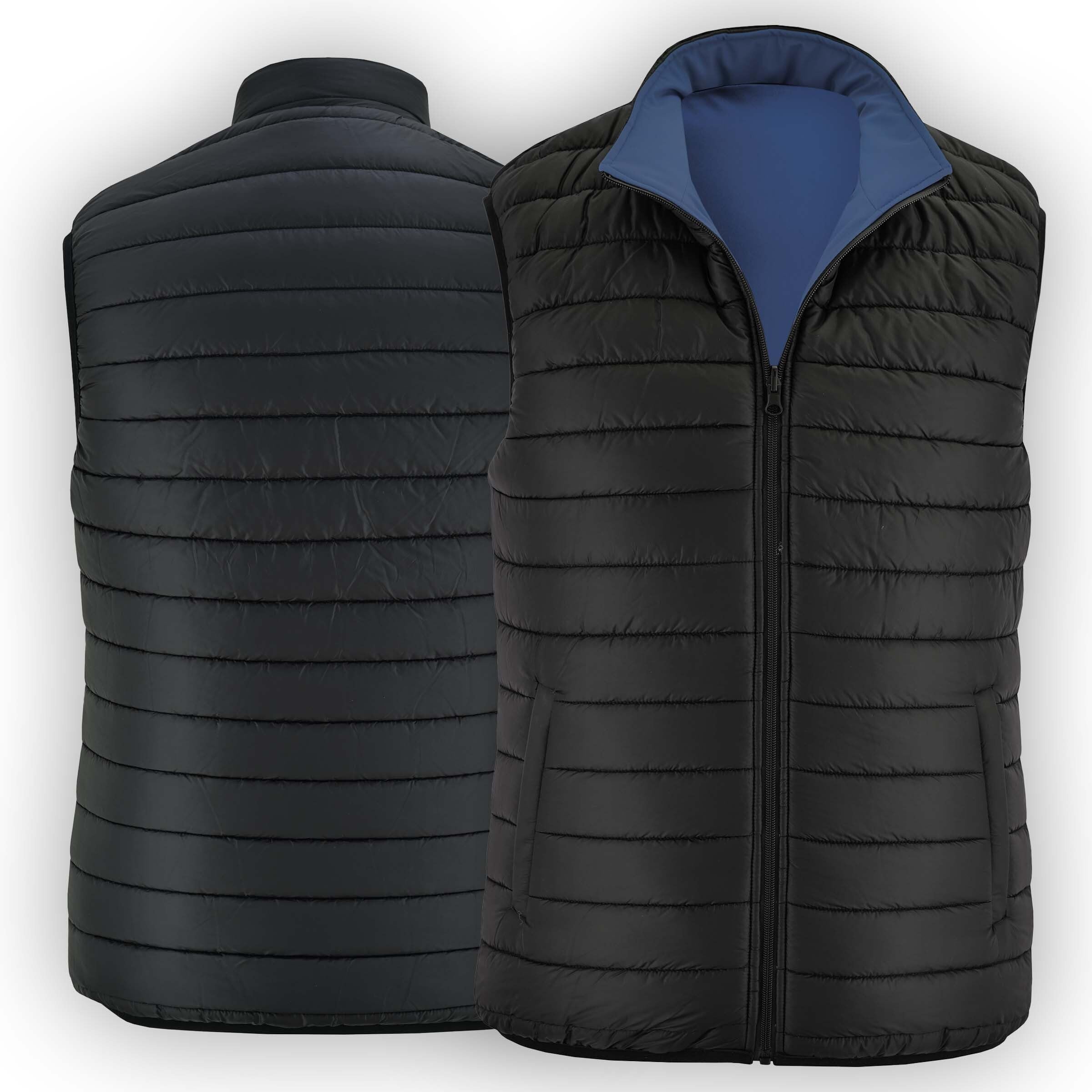 Ambick Chalecos de abrigo para hombre - Chaleco acolchado reversible y plegable para hombre, chaleco de golf bidireccional para hombre con cierre de cremallera impermeable