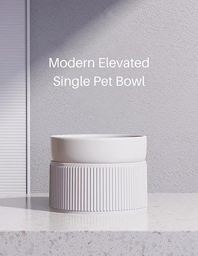 Cuencos elevados para perros y gatos, de cerámica, acanalados, elevados, extraíbles, 2 en 1, alimentador de agua, alimentos, suministros para