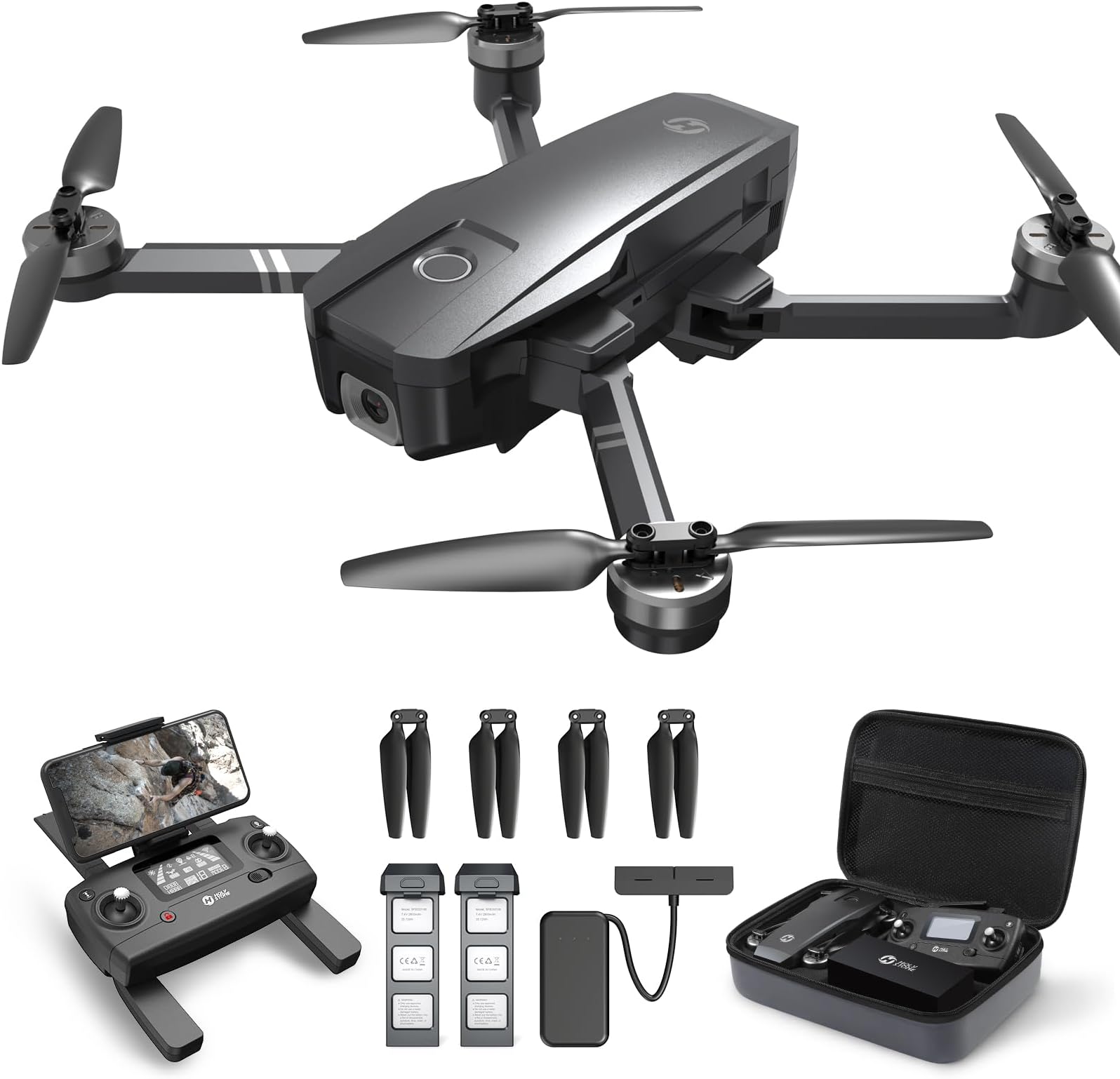 Holy Stone HS720 Foldable GPS Drone with 2K FHD Camera for Adults, Quadcopter with Brushless Motor, Auto Return Home, Follow Me, 26 Minutes Flight Time, Long Control Range, Includes Carrying Bag