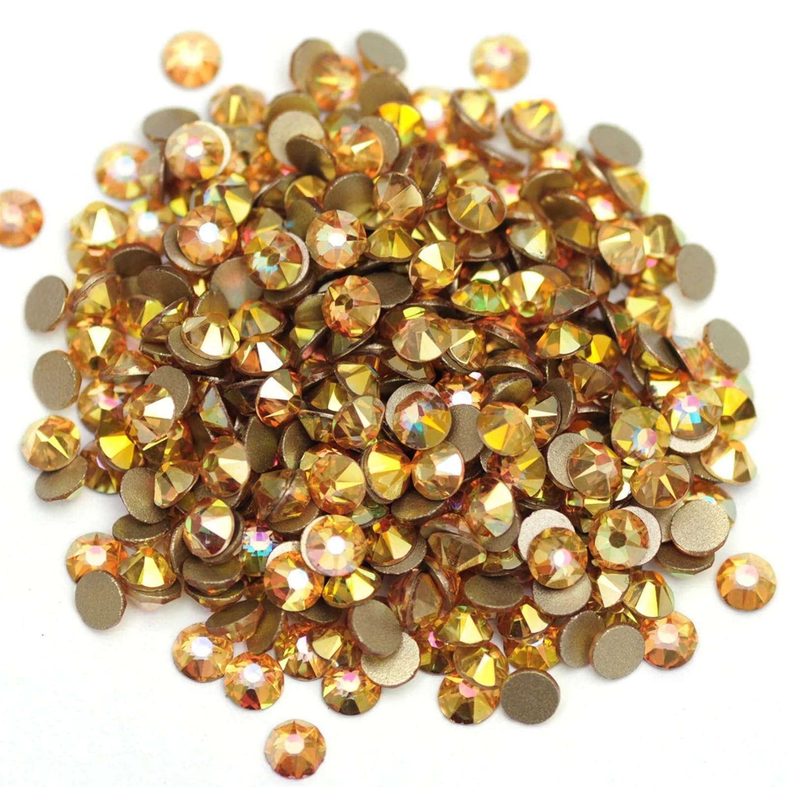 Hotfix Strasssteine Sunshine Gold Non Hotfix Strasssteine ​​Flatback Glas Strass Glitzer Nagel Charms Edelsteine ​​für Nail Art Kleidungsdekorationen für Nagel Gesicht Kunst(16facets,SS34 288pcs)