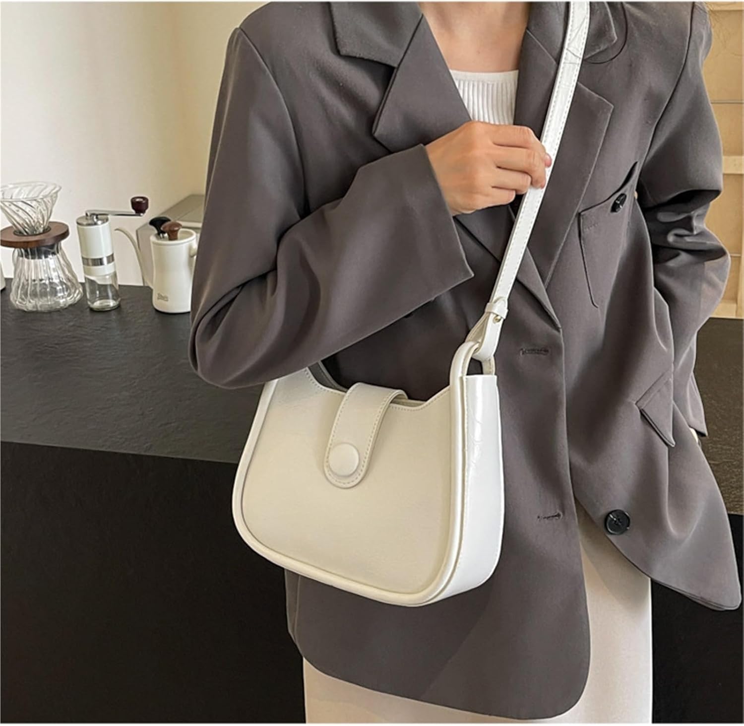 XIQUMOPAX ワンショルダー メッセンジャーバッグ, ホワイト, One Size