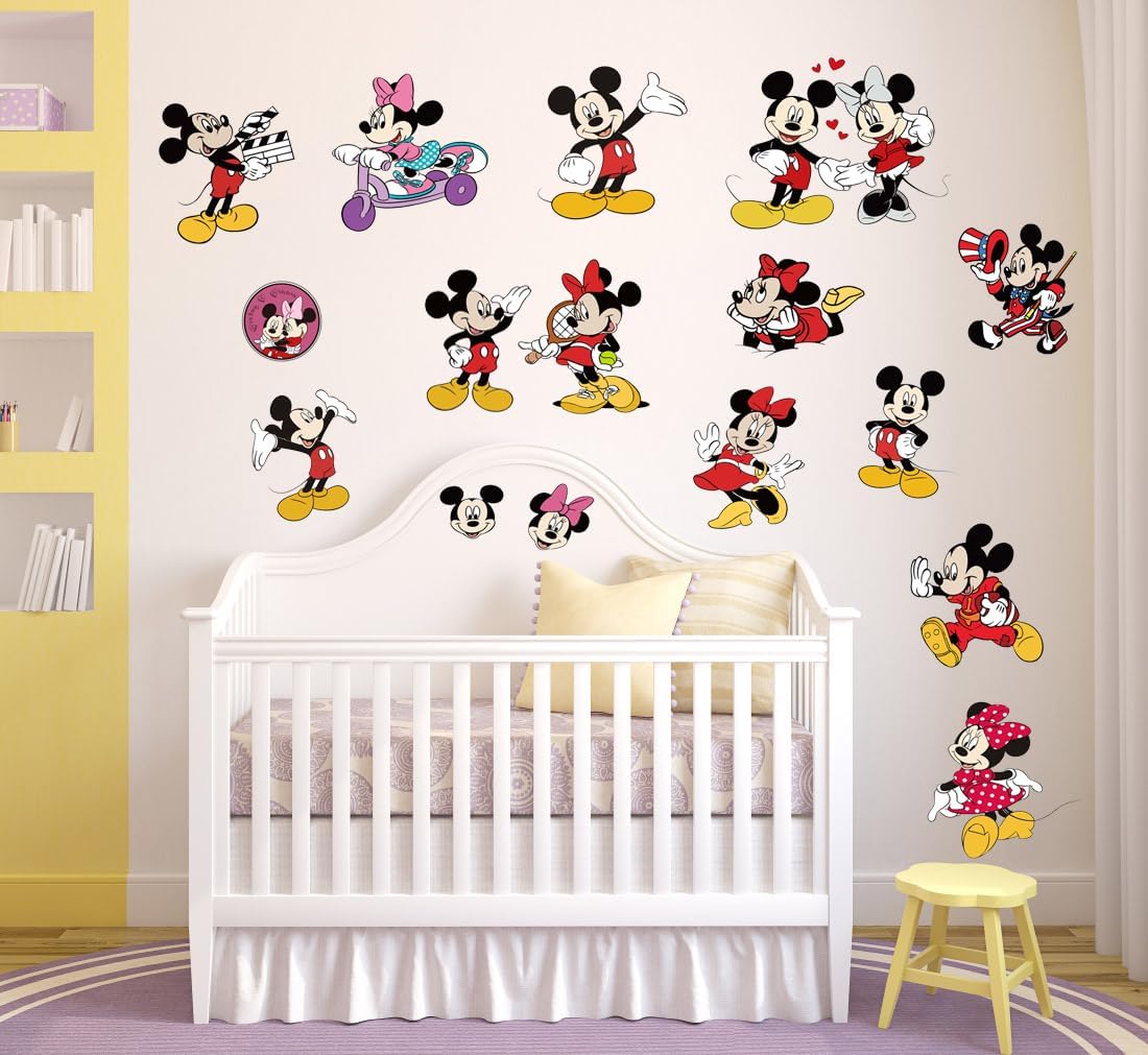 Mouse Wall Decals, Kids Room Peel and Stick Mouse Decorations for Room, 15.7x23.5In - 40x60cm Large Sheet, 17pcs Colorful Mouse Stickers for Baby Bedroom Nursery