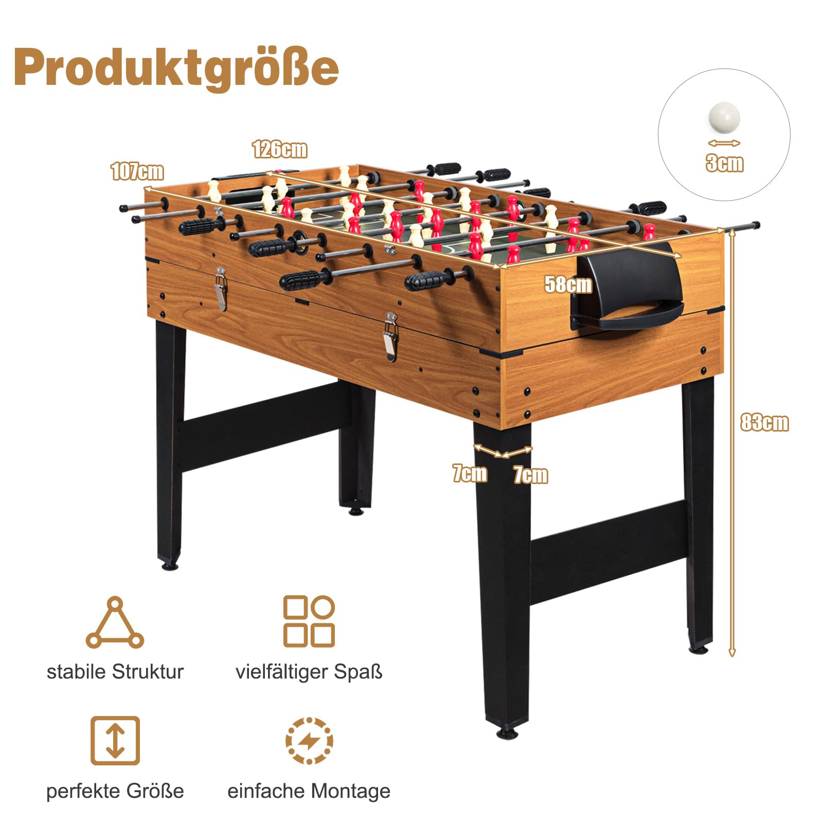 GOPLUS 3 in 1 Spieltisch, Multispieltisch mit Billard, Tischfußball & Hockey, Tischtennis mit komplettem Zubehör, Airhockey Tisch Indoor für Kinder, Erwachsene Party, Familienfeier, 123 x 58 x 83 cm