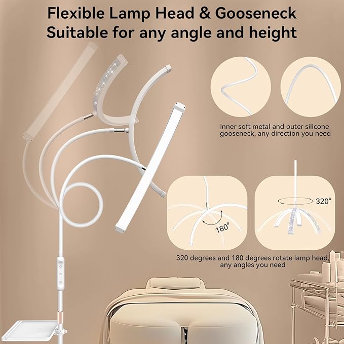 Fitlume Lash Light for Eyelash Tech, Led Half Moon Glitter lash lamp Light Lamp for Tattoo, Lash Extensions, Nail, Beauty, for Esthetician & Artists, Adjustable Height, with Tray, Rhinestone Diamond photo 3