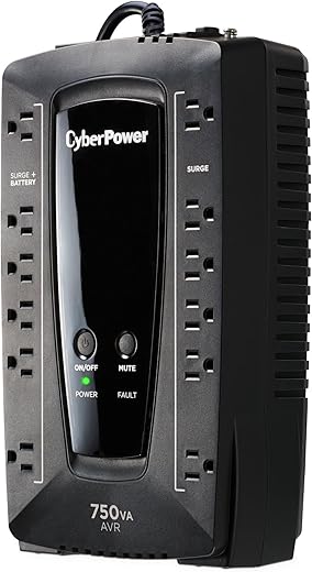 CyberPower AVRG750U AVR UPS System, 750VA/450W, 12 Outlets, Compact, Black