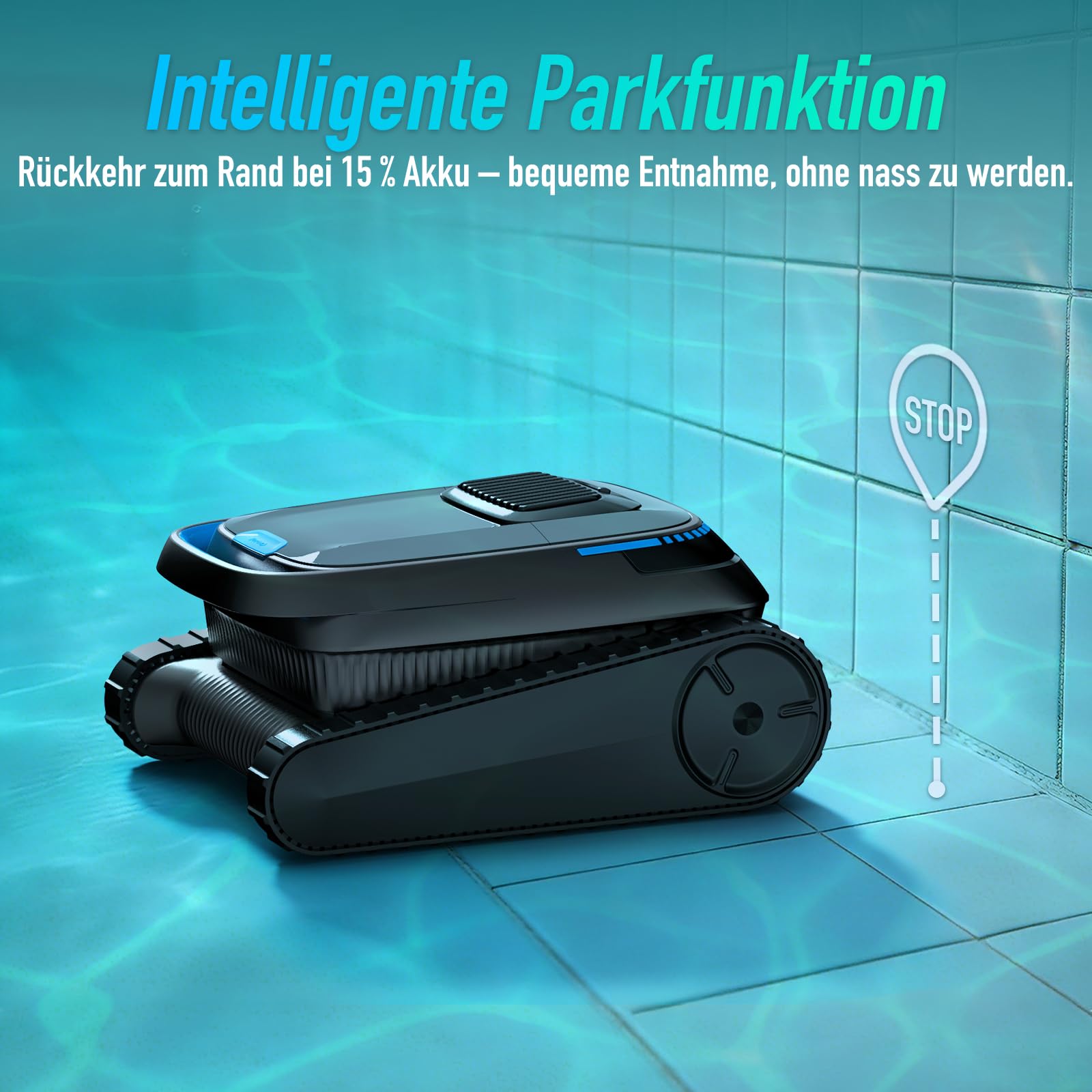 (2026 Neu) Poolroboter Boden und Wand Wasserlinie Poolsauger Akku | PC10 Poolroboter Kabelloser, 18927 LPH, Intelligenten Navigation, Wandklettern, Poolreiniger für Pools bis 170㎡