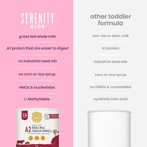 Miniatura 7 de Serenity Kids Bebida en polvo de fórmula para niños pequeños hecha con leche entera A2 orgánica alimentada con pasto Fácil de digerir