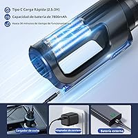 Vista 8 de Aspiradora portátil sin cable, 18000Pa 2 en 1 aspiradora y plumero de aire, motor sin escobillas de 130 W, aspiradora de mano inalámbrica
