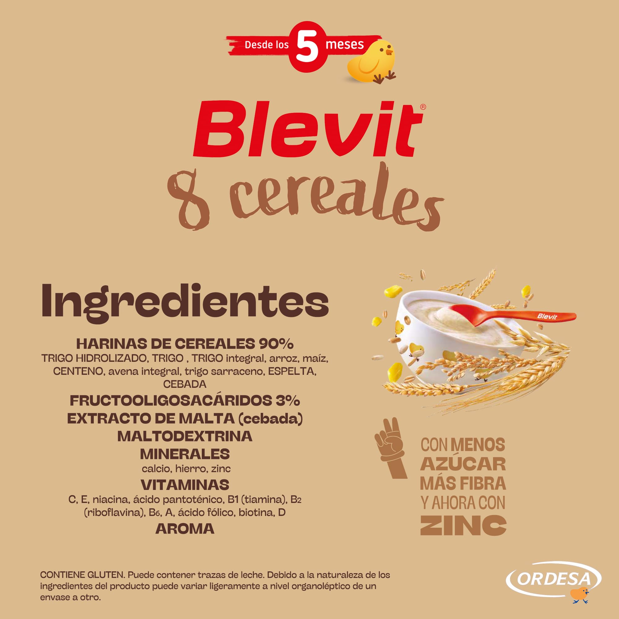 Blevit 8 Cereales 500g Papilla Bebé 5 Meses 14 Vitaminas y Minerales