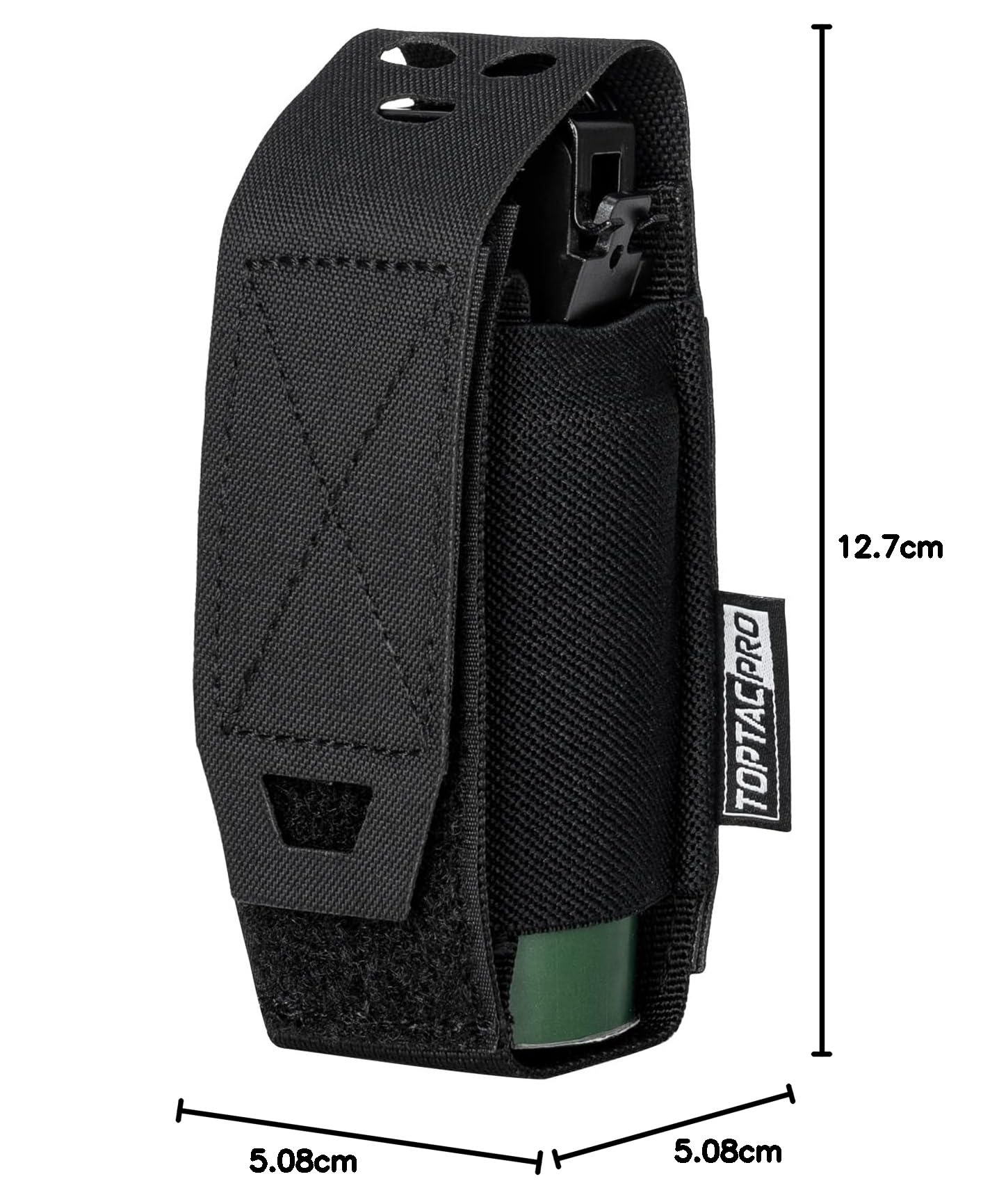 Support Molle pour Lampe de Poche Pochette à Chargeur Pochettes Tactiques Flashbang Pochettes d'outils Portables Multi-usages 500D Nylon (Black)