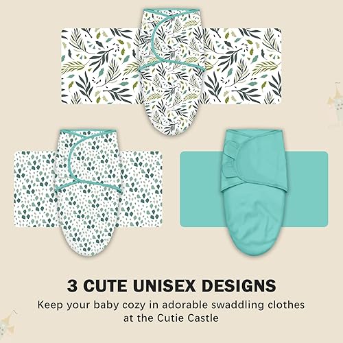 Miniatura 6 de Cute Castle Paquete de 3 sacos de dormir para bebé, saco de envolver para recién nacido, manta ergonómica para bebés para niños y niñas, esenciales
