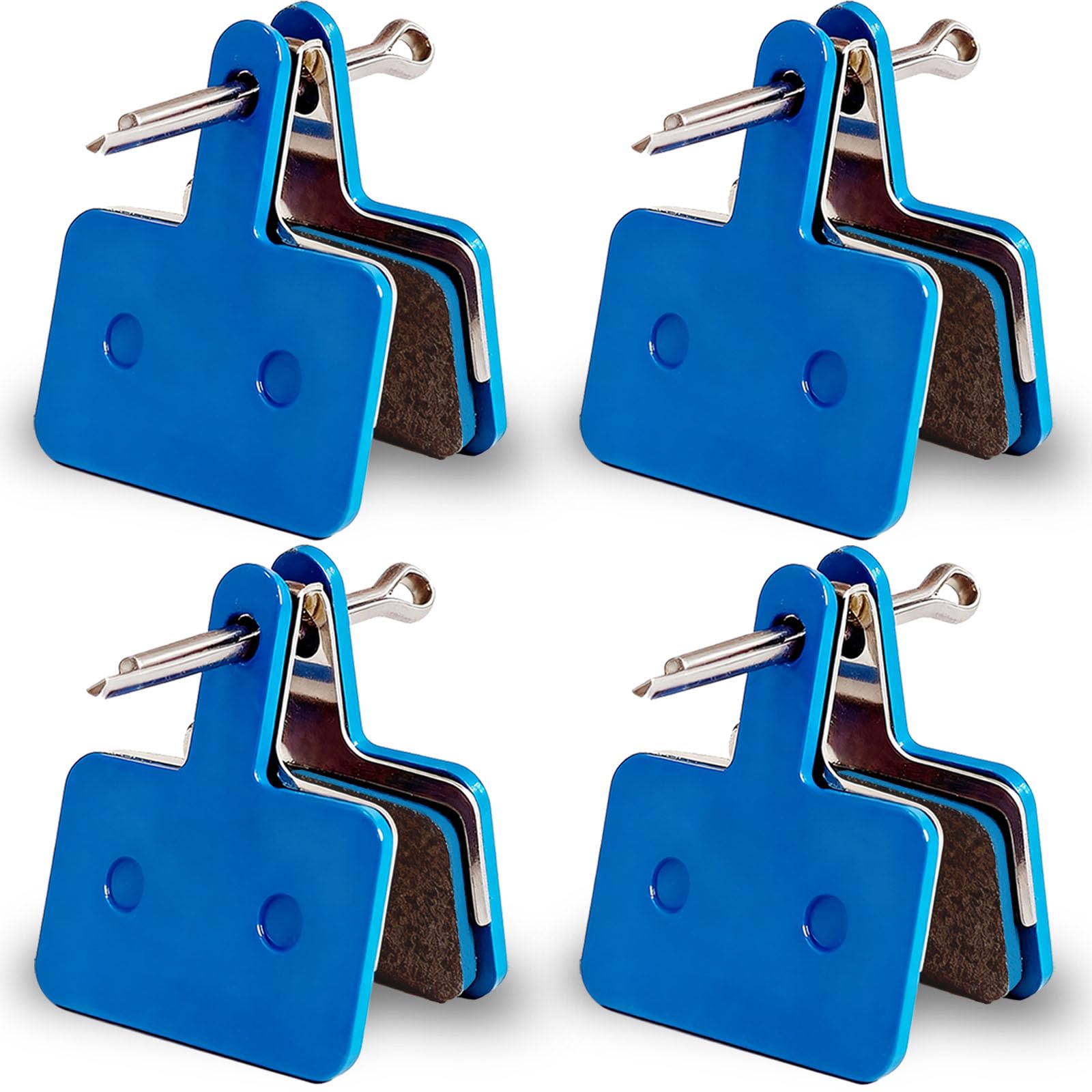 ZKPJH Bike Brake Pads 4 Pair High Performance Bicycle Brake Pads for Shimano MT200,Resin Semi-Metal Mountain Bike Disc Brake Pad,Bike Brake Pads Fit for Tektro/TRP/Shimano B01S M315 M415 M525,Blue