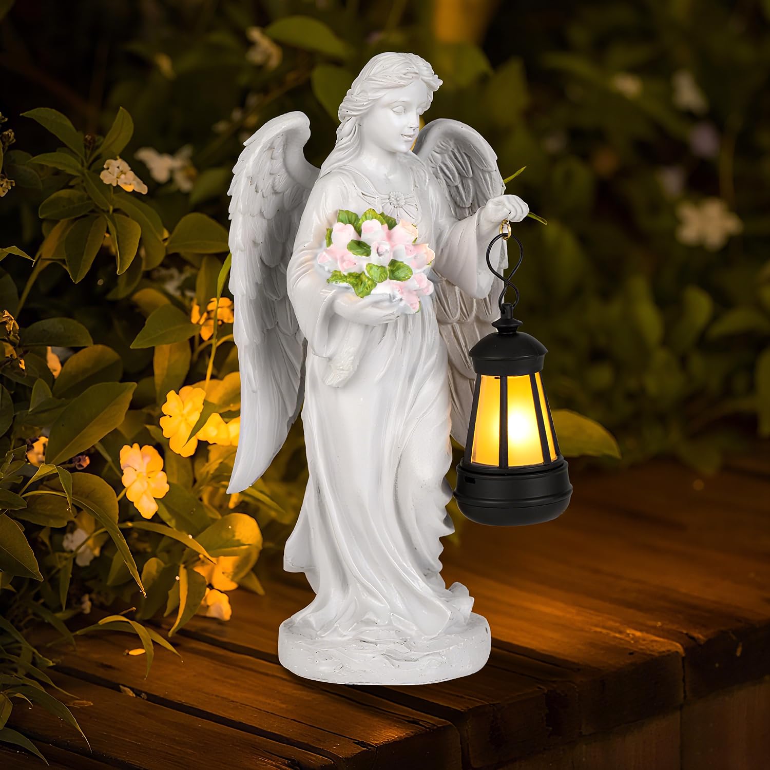 Engel Gartenstatuen, Grabschmuck Wetterfest: Grabengel, Außen Friedhof Deko, Wetterfeste Grabdeko aus Harz, Engel für Grab, Frostsichere Grabschmuck Wetterfest Dekoration, Grablicht