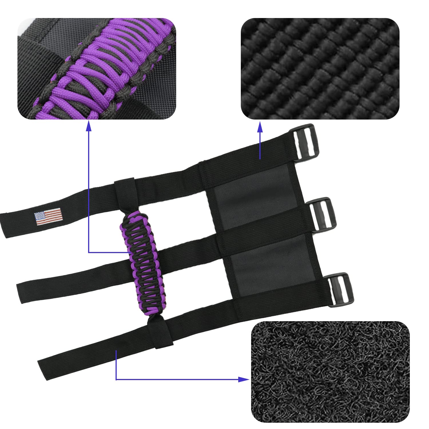 TDHLW Roll Bar Grab Handles Grip US Flag Handle For Jeep Wrangler YJ TJ JK JKU JL JLU Gladiator JT 1955-2022,Blue,2PCS - View #8