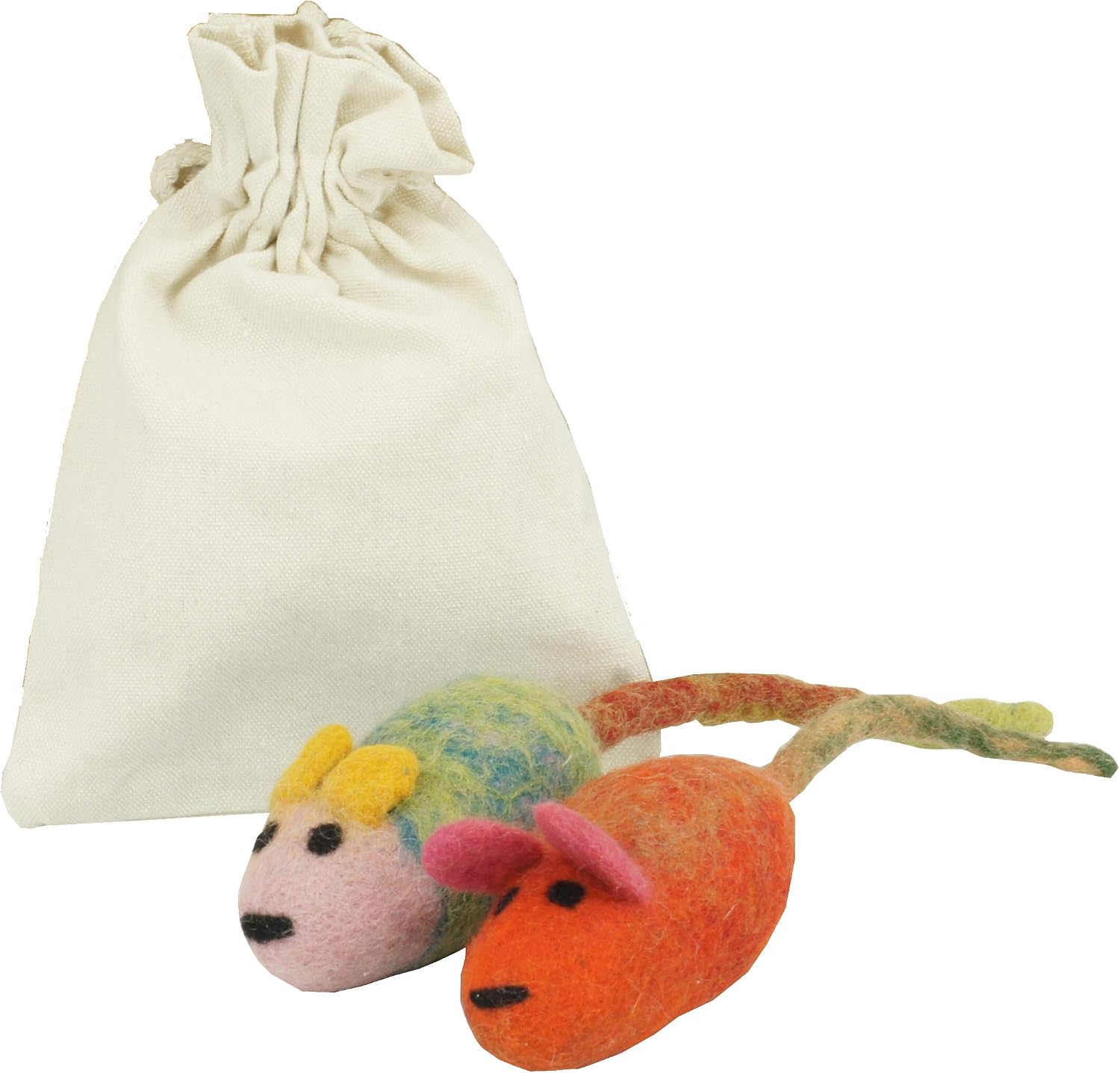 Cat Toys – 100% Wool Felt Cat Mice Toy – 2 Pack - Handmade from Organic Wool