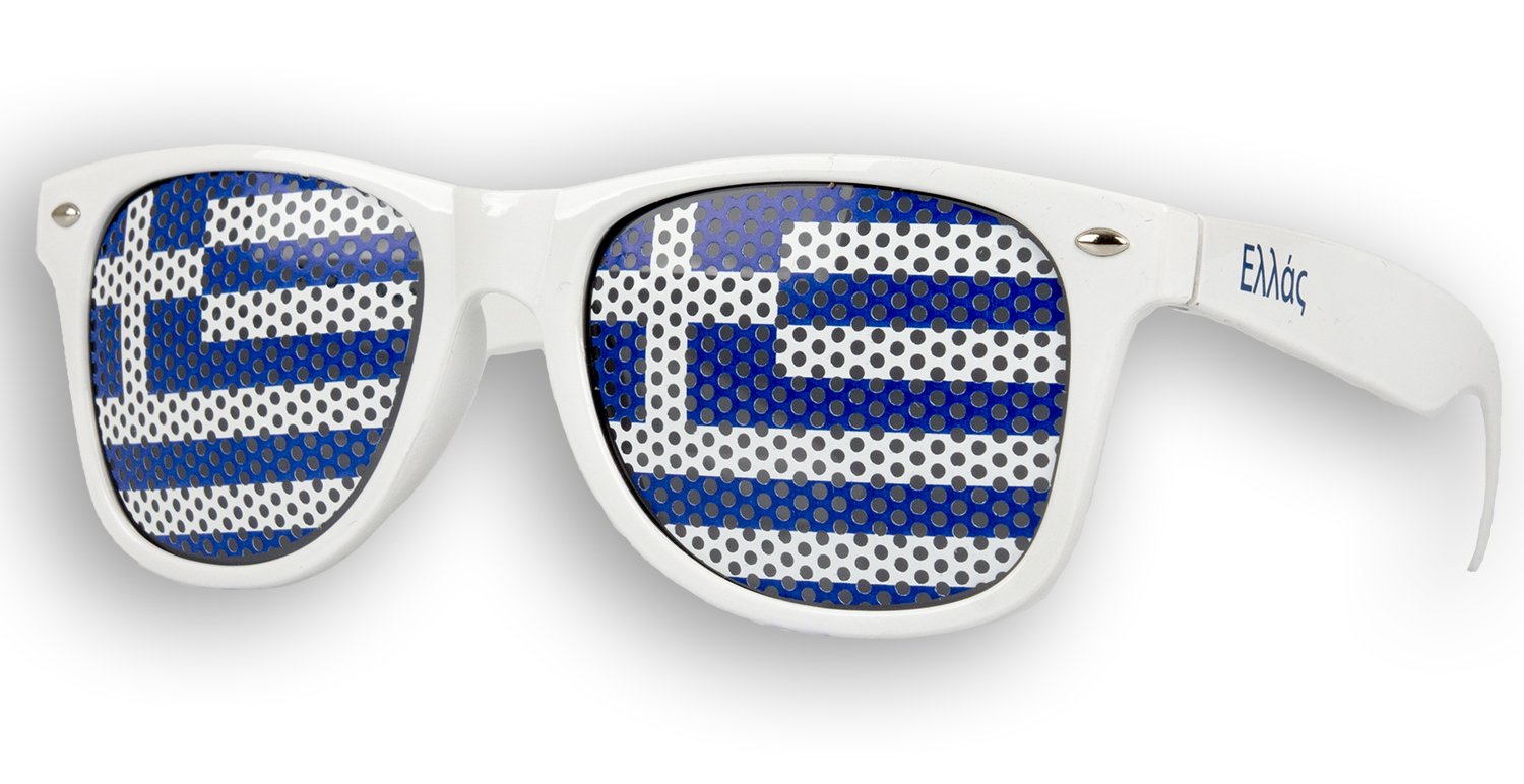 Fanbrille Griechenland - Greece - Ελλάς – Sonnenbrille – Brille Ελλάς – Weiß - Fan Artikel