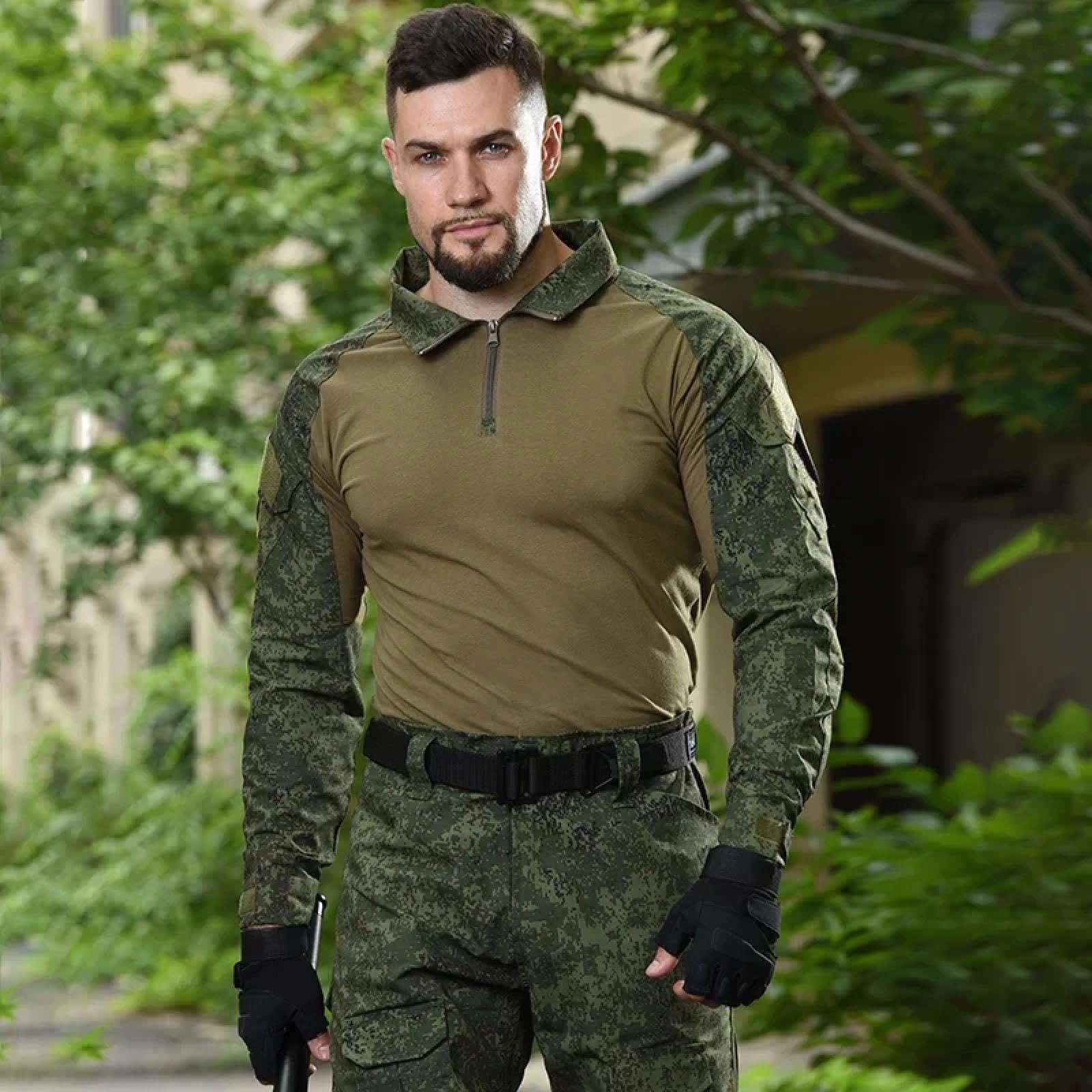 SiVaji Camicia Uomo Casual Formale Shirt Lunghe Manichecamicie Uomo Cargo Multicam Manica Lunga Cotone Abbigliamento L60-70Kg Nero