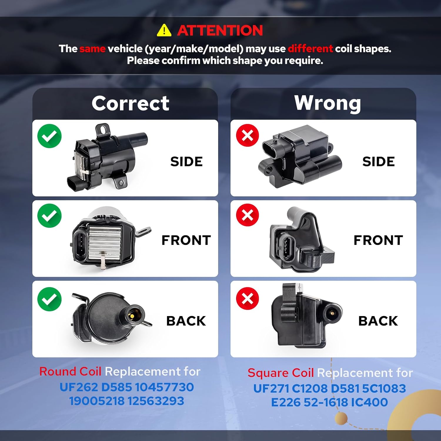 ENA Set of 8 Round Ignition Coil Pack Compatible with Chevy GMC Chevrolet Silverado 1500 2500 3500 Tahoe Suburban Express Sierra Savana Yukon Escalade Avalanche Envoy V8 4.8L 5.3L 6.0L For UF262 D585