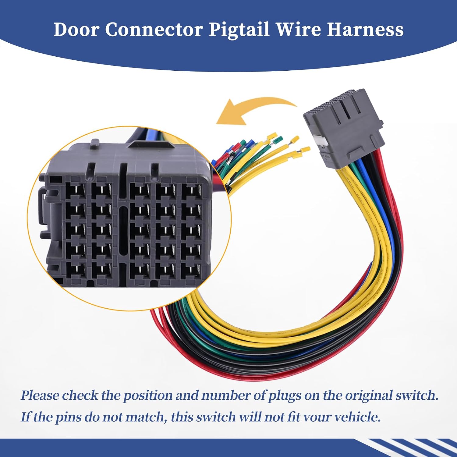 Door Connector Pigtail Wire Harness Compatible with Honda CRV Civic EK Prelude Acura Integra 1996 1997 1998 1999 2000 2001 Front Driver or Passenger Side Plug Wiring