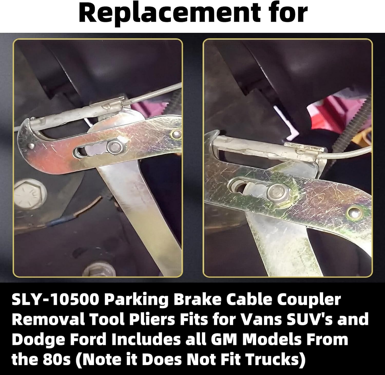 SLY-10500 14Inch Parking Brake Cable Coupler Removal Tool Pliers Fits for Vans SUV Dodge Ford GM Models Includes All Since The 80s (Not Fit Truckss)